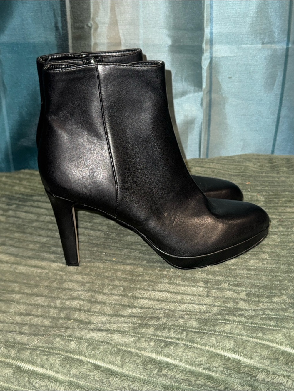 Nine West Black Leather High Heel Ankle Booties